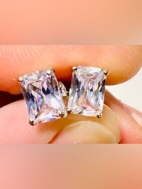 Beautiful Emerald Cut AAA CZ Earrings